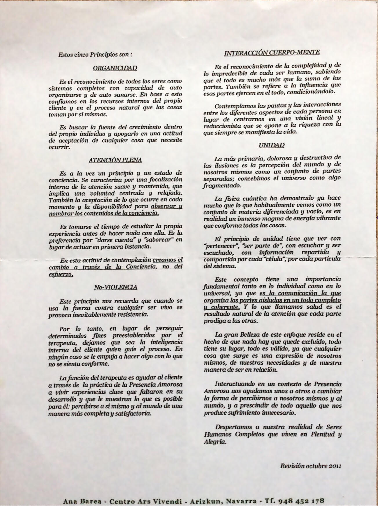 Principios del Método Hakomi en psicoterapia corporal basada en mindfulness